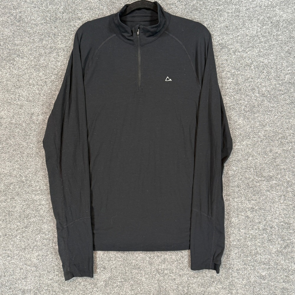 Paradox Shirt Mens Large Black Merino Wool Blend‎ Base Layer 1/4 Zip Pullover